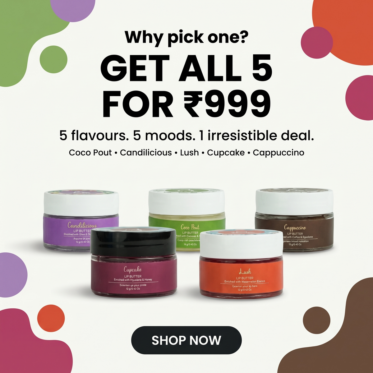 Allure Lip Butter Mega Sale - all 5 for ₹999